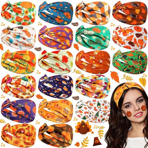20 Pcs Thanksgiving Fall Headbands Bulk for Women Pumpkin Headbands Accessories - Picture 1 of 7